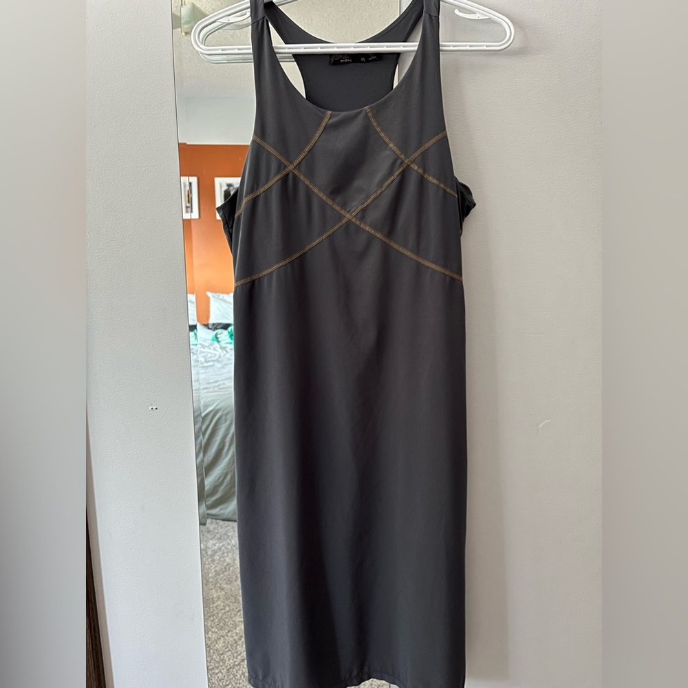 Prana Medium Charcoal Grey Active Sporty Midi Dress With Pockets